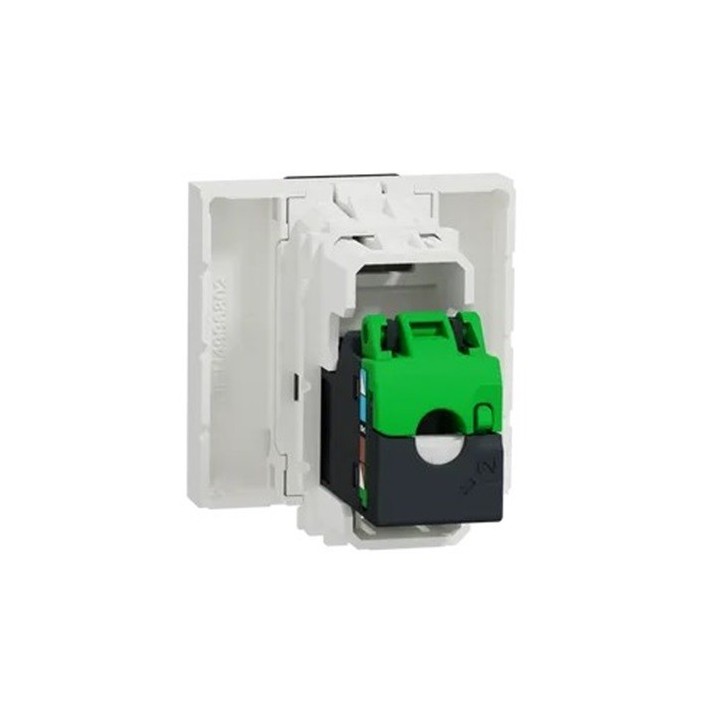 Schneider - Unica - Prise RJ45 simple - cat 6 STP - 2 mod - Blanc - méca seul - Réf : NU341718