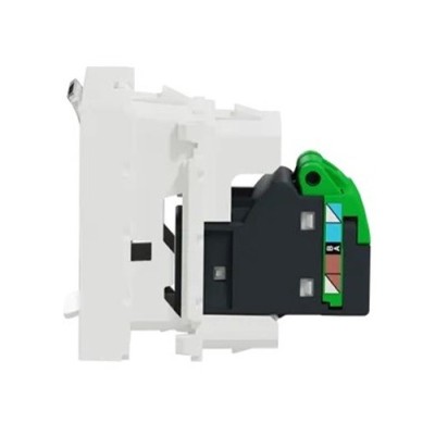 Schneider - Unica - Prise RJ45 simple - cat 6 STP - 2 mod - Blanc - méca seul - Réf : NU341718