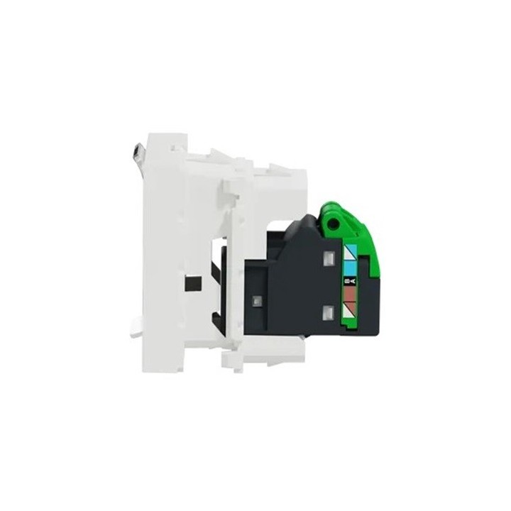 Schneider - Unica - Prise RJ45 simple - cat 6 STP - 2 mod - Blanc - méca seul - Réf : NU341718