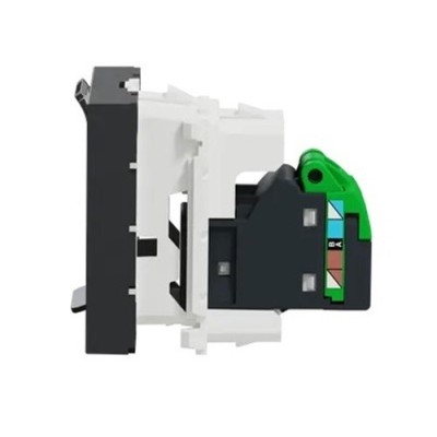 Schneider - Unica - Prise RJ45 simple - cat 6 STP - 2 mod - Anthracite - méca seul - Réf : NU341754