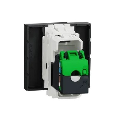 Schneider - Unica - Prise RJ45 simple - cat 6 STP - 2 mod - Anthracite - méca seul - Réf : NU341754