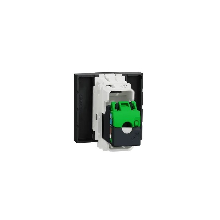 Schneider - Unica - Prise RJ45 simple - cat 6 STP - 2 mod - Anthracite - méca seul - Réf : NU341754