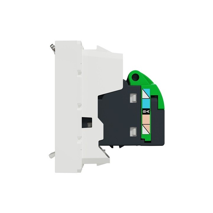 Schneider - Unica - Prise RJ45 simple - cat 6 FTP - 2 mod - Blanc - méca seul - Réf : NU341918