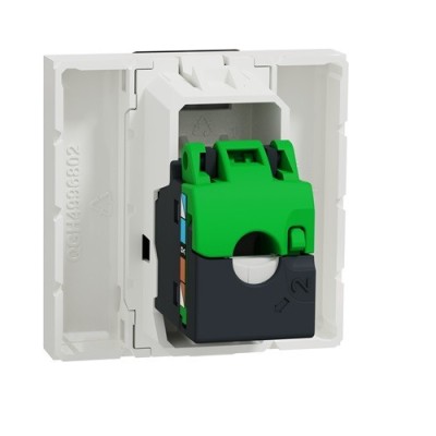 Schneider - Unica - Prise RJ45 simple - cat 6 FTP - 2 mod - Blanc - méca seul - Réf : NU341918