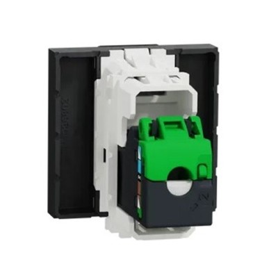 Schneider - Unica - Prise RJ45 simple - cat 6 FTP - 2 mod - Anthracite - méca seul - Réf : NU341954