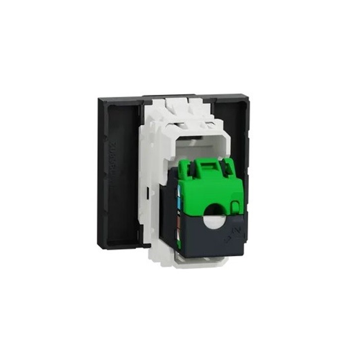 Schneider - Unica - Prise RJ45 simple - cat 6 FTP - 2 mod - Anthracite - méca seul - Réf : NU341954