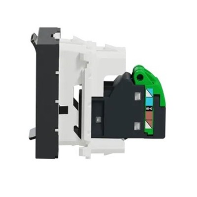 Schneider - Unica - Prise RJ45 simple - cat 6 FTP - 2 mod - Anthracite - méca seul - Réf : NU341954