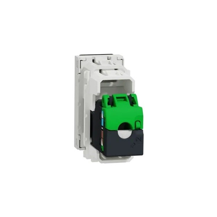 Schneider - Unica - Prise RJ45 simple - cat 6 FTP - 1 mod - Blanc - méca seul - Réf : NU344718