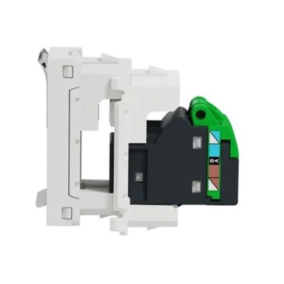 Schneider - Unica - Prise RJ45 simple - cat 6 FTP - 1 mod - Blanc - méca seul - Réf : NU344718