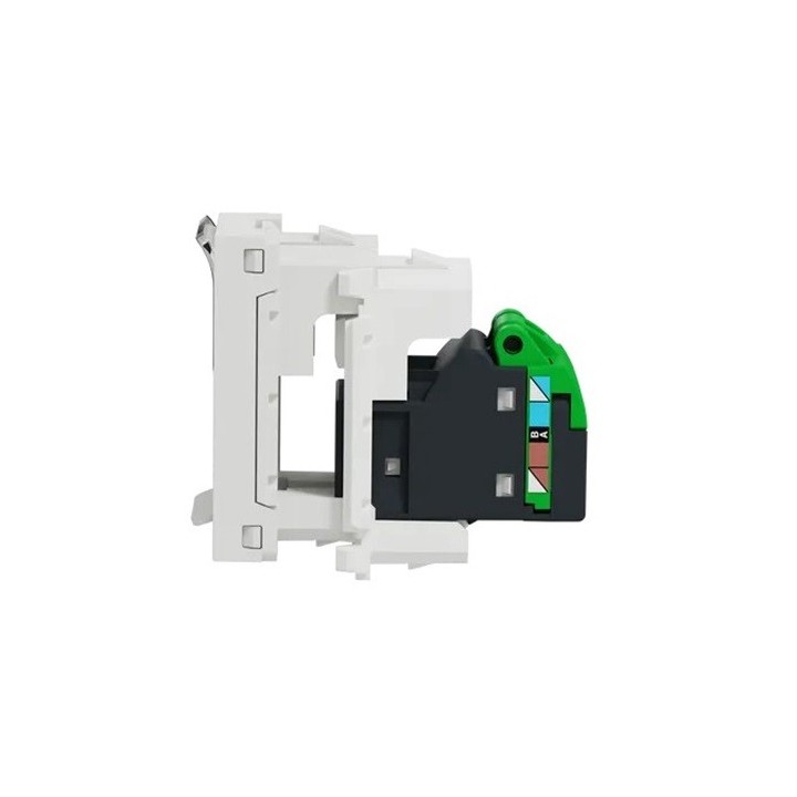 Schneider - Unica - Prise RJ45 simple - cat 6 FTP - 1 mod - Blanc - méca seul - Réf : NU344718