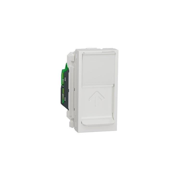 Schneider - Unica - Prise RJ45 simple - cat 6 FTP - 1 mod - Blanc - méca seul - Réf : NU344718