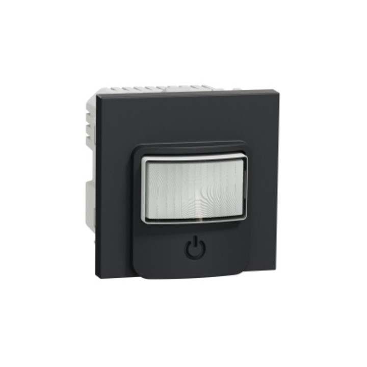 Schneider - Unica - Détecteur de mouvements + poussoir - 230V - 10A - Anthracite - méca seul - Réf : NU352554
