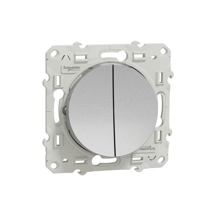 Schneider Odace - Double Interrupteur Va et Vient - Alu - Réf : S530214