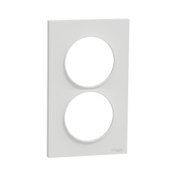 Schneider - Odace Styl - plaque - blanc - 2 postes verticaux entraxe 57mm - Réf : S520714