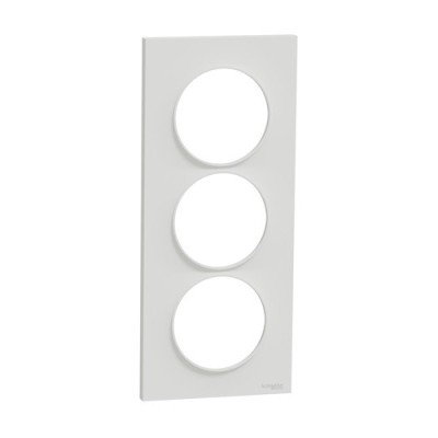 Schneider - Odace Styl - plaque - blanc - 3 postes verticaux entraxe 57mm - Réf : S520716