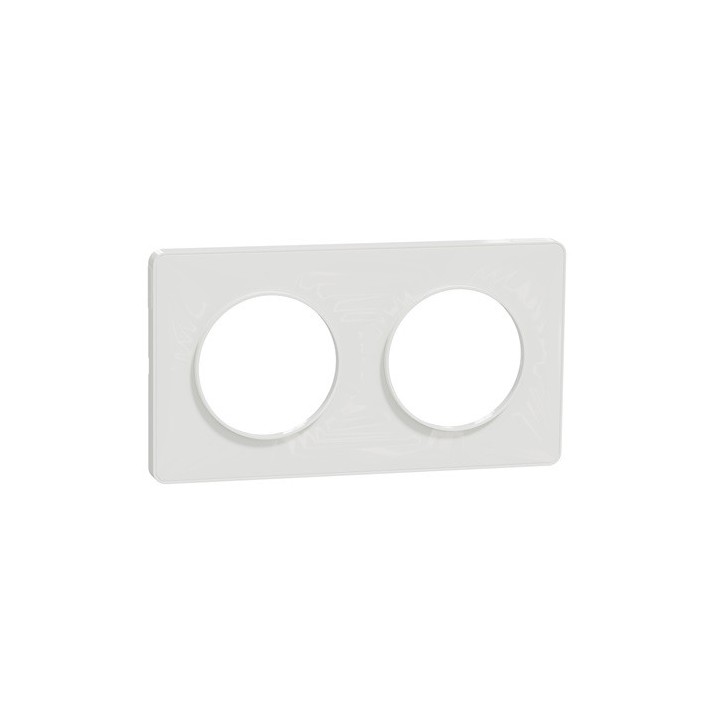 Schneider - Odace Touch - plaque - blanc 2 postes horiz. ou vert. entraxe 71mm - Réf : S520804