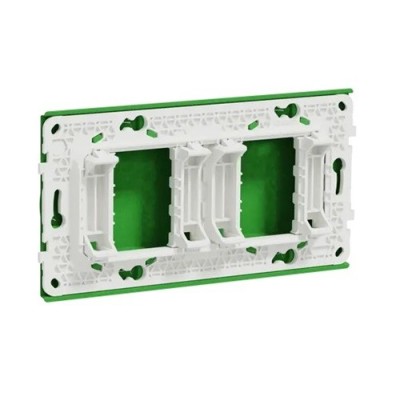Schneider - Unica - support de fixation 4 mod / 2 postes + protection chantier - plastique - Réf : NU7004PC