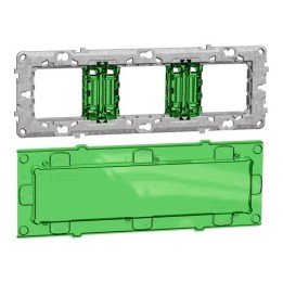 Schneider - Unica - support de fixation 6-8 mod / 3 postes + protection chantier - zamac - Réf :  NU7006C