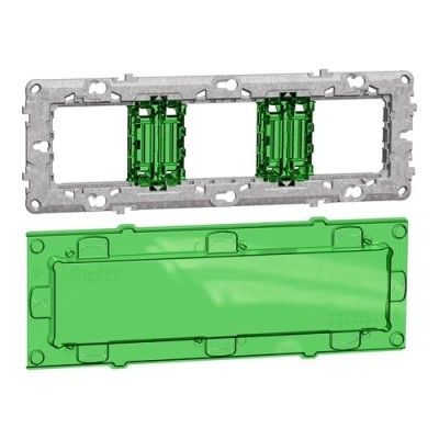 Schneider - Unica - support de fixation 6-8 mod / 3 postes + protection chantier - zamac - Réf :  NU7006C