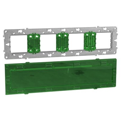 Schneider - Unica - support de fixation 10 mod / 4 postes + protection de chantier - zamac - Réf : NU7008C