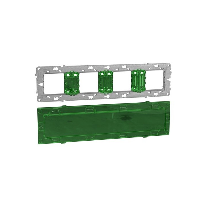 Schneider - Unica - support de fixation 10 mod / 4 postes + protection de chantier - zamac - Réf : NU7008C
