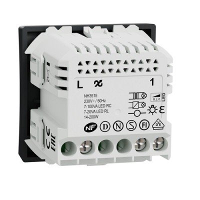 Schneider - Wiser Unica - variateur poussoir - 2 fils - zigbee - anthracite - méca seul - Réf : NU351554W