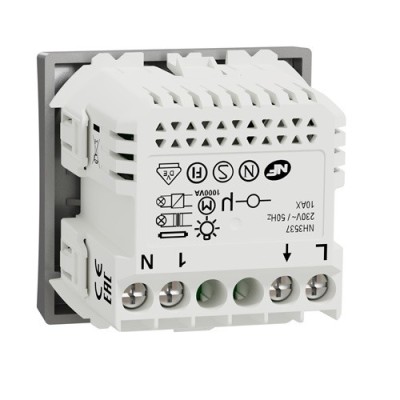 Schneider - Wiser Unica - bouton poussoir - 10A - zigbee - alu - méca seul - Réf : NU353730W
