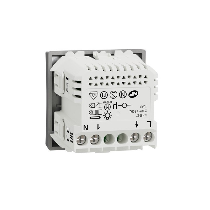 Schneider - Wiser Unica - bouton poussoir - 10A - zigbee - alu - méca seul - Réf : NU353730W