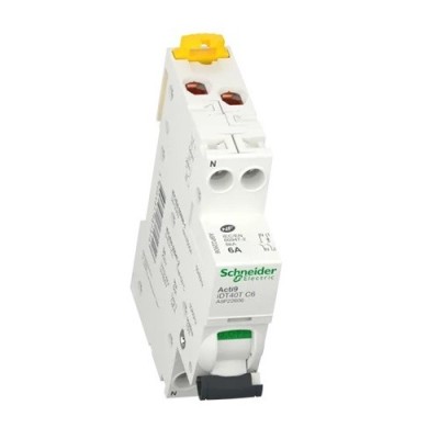 Schneider - Acti9 iDT40T - disjoncteur modulaire - 1P+N - 6A - courbe C - 4500A/6kA - Réf : A9P22606