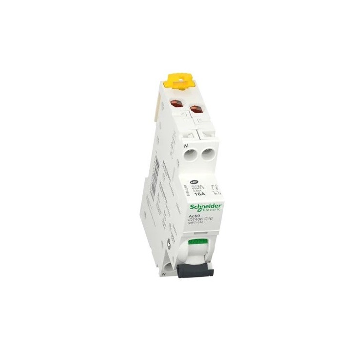 Schneider - Acti9 iDT40K - disjoncteur modulaire - 1P+N - 16A - courbe C - 4500A/4,5kA - Réf : A9P71616