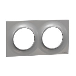 Schneider - Odace Styl - plaque aluminium - 2 postes horiz./vert. entraxe 71mm - Réf : S520704E