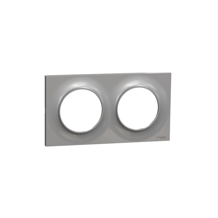 Schneider - Odace Styl - plaque aluminium - 2 postes horiz./vert. entraxe 71mm - Réf : S520704E