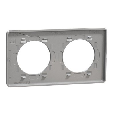 Schneider - Odace Touch - plaque alu - 2 postes - horiz. ou vert. entraxe 71mm - Réf : S530804