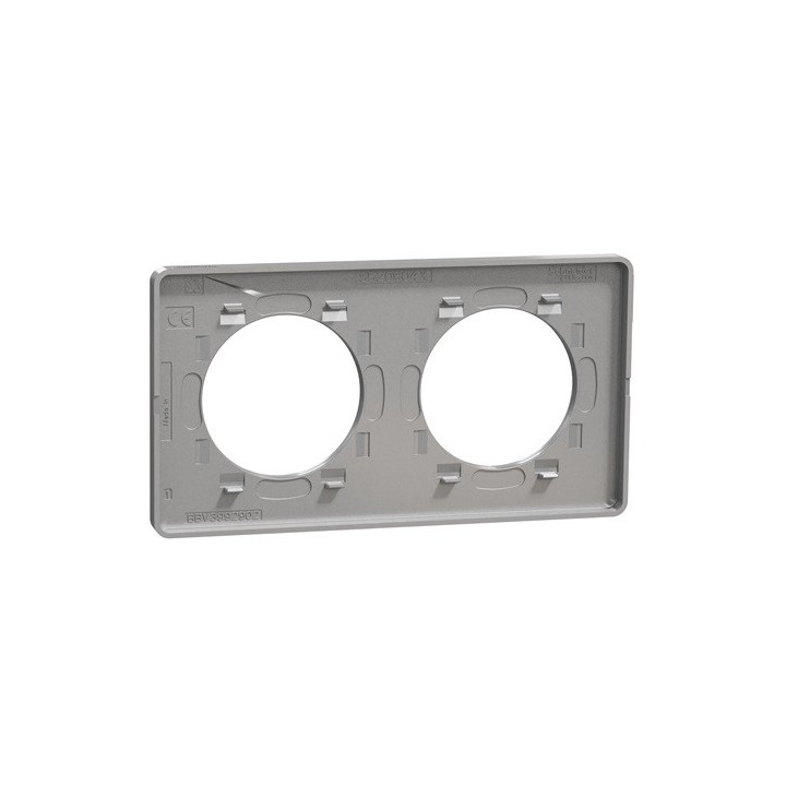 Schneider - Odace Touch - plaque alu - 2 postes - horiz. ou vert. entraxe 71mm - Réf : S530804