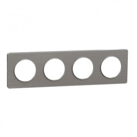 Schneider - Odace Touch - plaque aluminium brossé liseré alu - 4 postes - horiz./vert. 71mm - Réf : S530808J