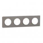 Schneider - Odace Touch - plaque aluminium brossé liseré alu - 4 postes - horiz./vert. 71mm - Réf : S530808J