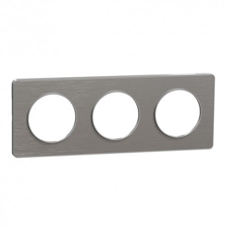 Schneider - Odace Touch - plaque aluminium brossé liseré alu - 3 postes - horiz./vert. 71mm - Réf : S530806J