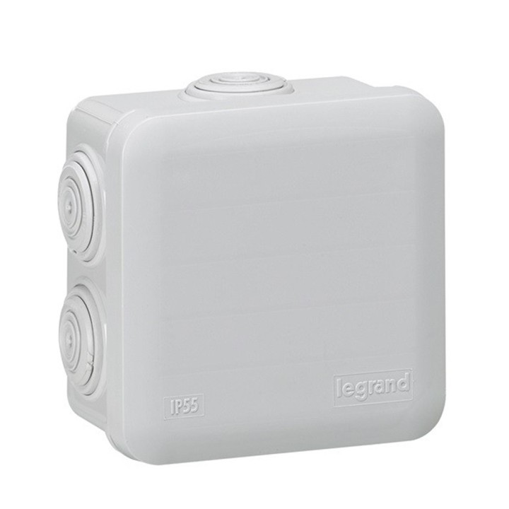 Legrand - Boîte de dérivation carrée 80x80x45mm - fermeture par enclipsage - gris - Réf : 094517