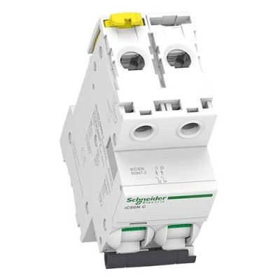 Schneider - Acti9, iC60N disjoncteur 2P 63 A courbe C - Réf : A9F74263