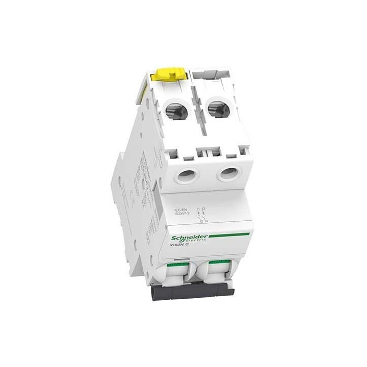 Schneider - Acti9, iC60N disjoncteur 2P 63 A courbe C - Réf : A9F74263
