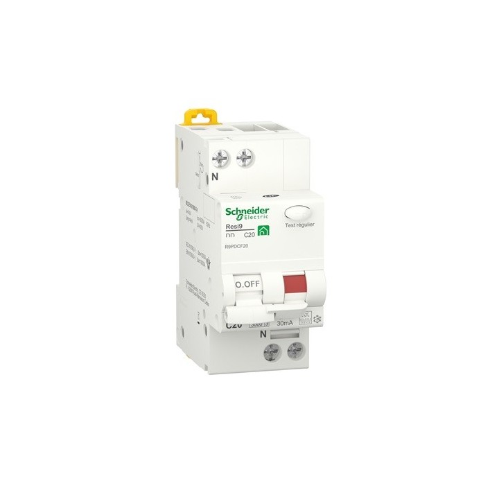 Schneider - Resi9 XP - disjoncteur différentiel - 1P+N - 20A - 30mA - courbe C - type Fsi - Réf : R9PDCF20