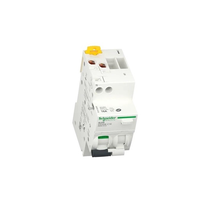 Schneider - Acti9 iDD40K - disjoncteur différentiel - 1P+N C 16A 4500A/4,5A 30mA type AC - Réf : A9DK1616