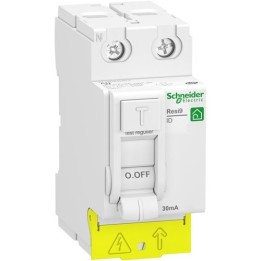 Schneider - Resi9 XP - inter différentiel - 2P - 25A - 30mA - Type AC - peignable - alim bas - Réf : R9PRC225