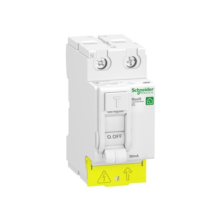 Schneider - Resi9 XP - inter différentiel - 2P - 25A - 30mA - Type AC - peignable - alim bas - Réf : R9PRC225