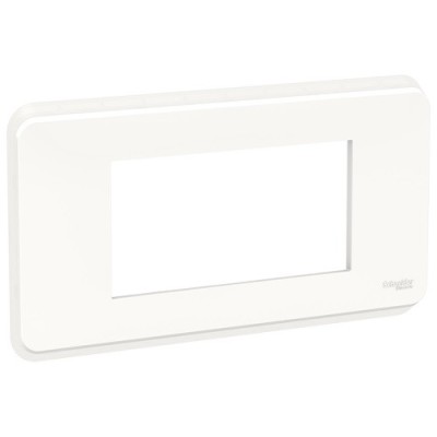 Schneider - Unica Pro - plaque de finition - Blanc - 4 modules - Réf : NU411418