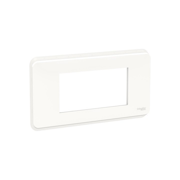 Schneider - Unica Pro - plaque de finition - Blanc - 4 modules - Réf : NU411418