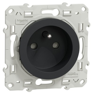 Schneider Odace - Prise De Courant 2P+T - Anthracite - Connexion Rapide - Réf : S540059
