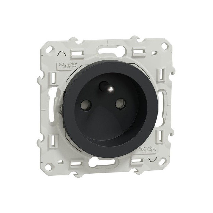Schneider Odace - Prise De Courant 2P+T - Anthracite - Connexion Rapide - Réf : S540059