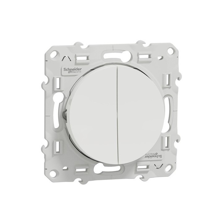 Schneider Odace - Double Bouton Poussoir - Blanc - Réf : S520216