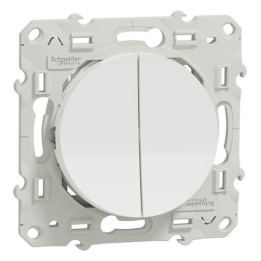 Schneider Odace - Interrupteur Va et Vient + Bouton Poussoir - Blanc - Réf : S520285